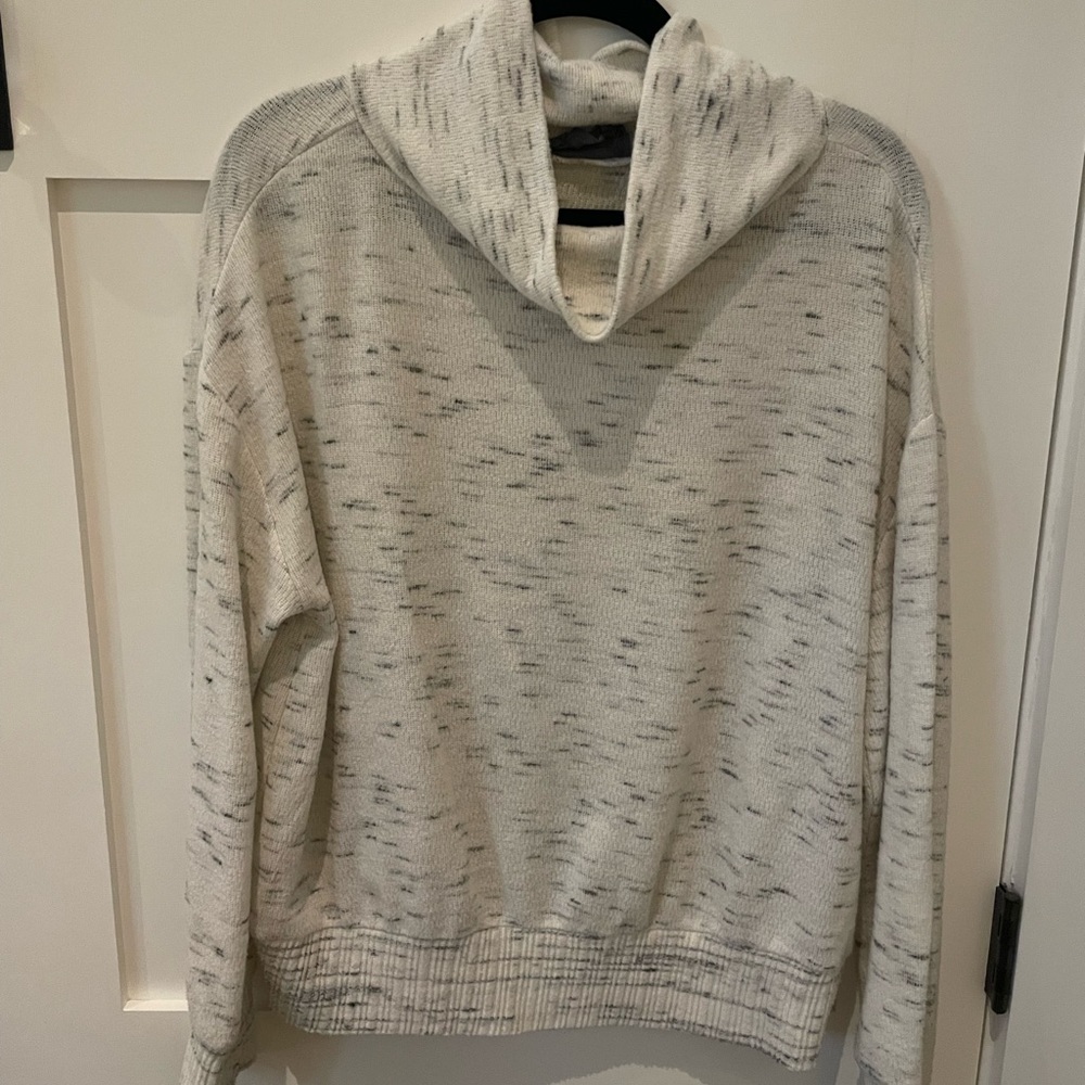 Anthropologie Cowl Neck White and Grey Sweater